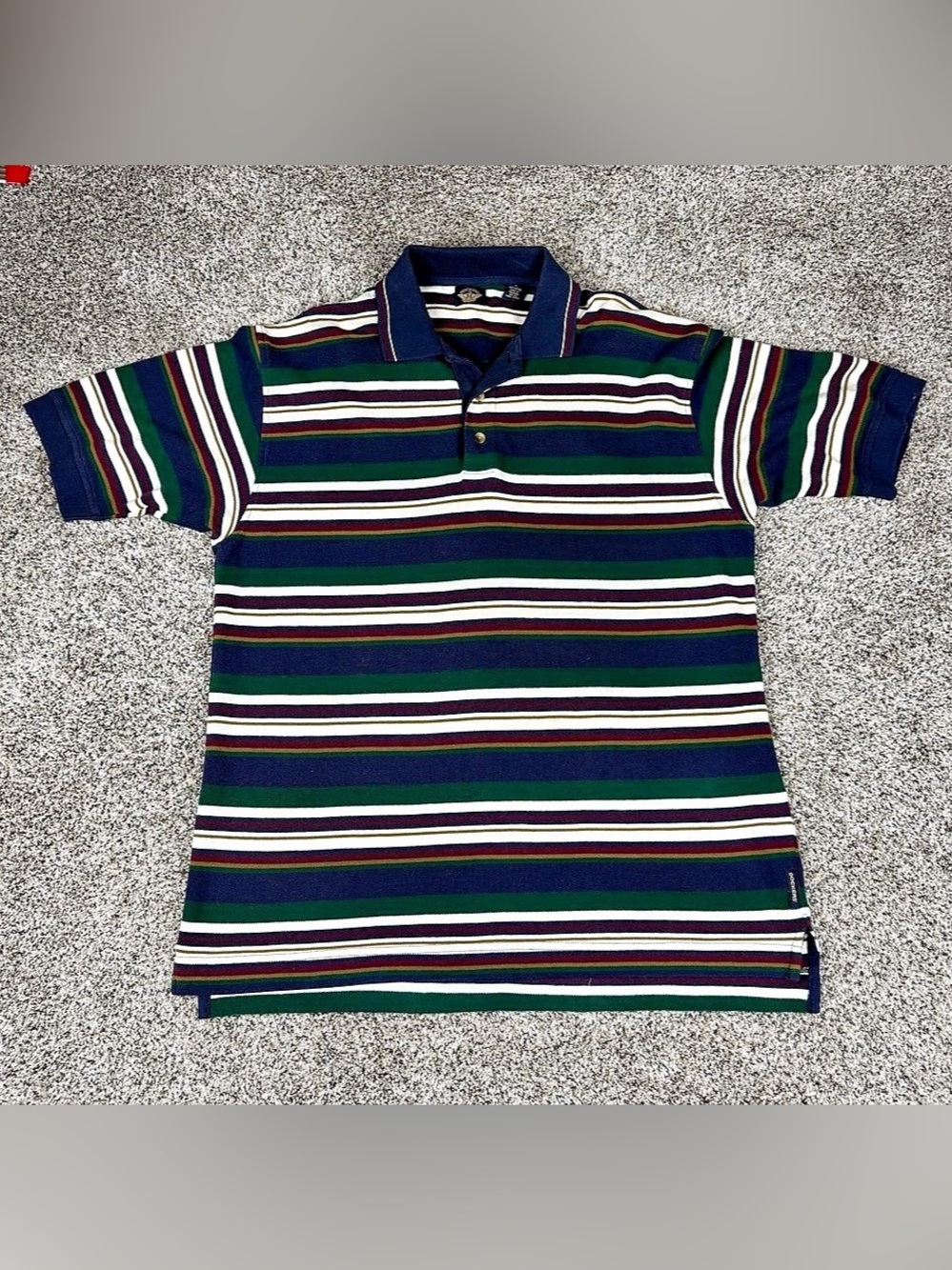 Sz Large Men’s Dockers Short Sleeve Multicolored Horizontal Striped Polo Shirt